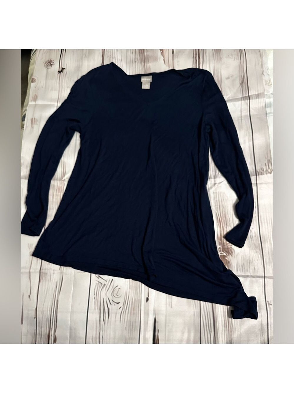 Chico's Navy Asymmetrical Long Sleeve Tunic Top US 8